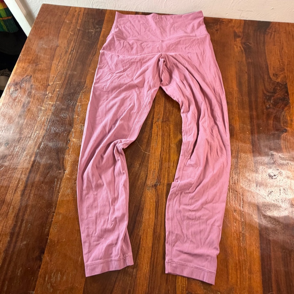 Lululemon High Rise Ribbed Leggings Mauve Pink Size 8 Activewear Yoga Pants
